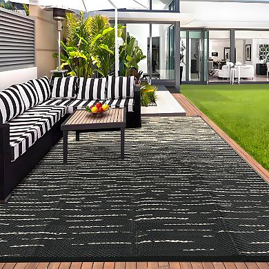 Waterproof Reversible Outdoor Patio Rug Plastic Straw Mat, UV Resistant, Durable for Backyard, Deck