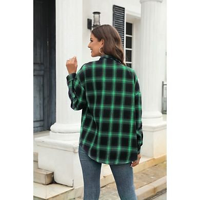 Women's Button Down Shirts Plaid Long Sleeve Collared Business Casual Tops Work Blouses