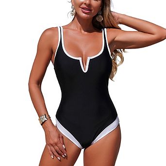Women's Adjustable Spaghetti Strap V-Neck One Piece Swimsuit Summer Beach Monokini Bathing Suit