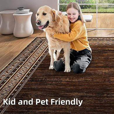 Modern Washable Runner Rug Non Slip Bordered Solid Area Rugs, Washable Kitchen Mats Bedside Rug