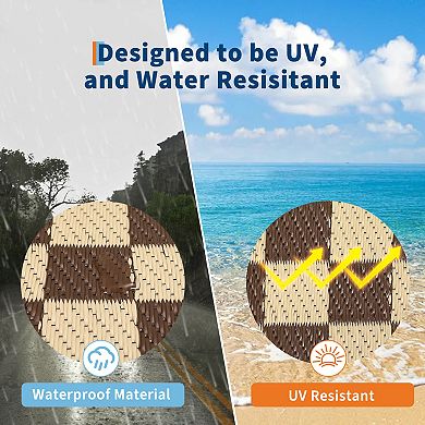 UV Resistant Geometry Outdoor Rug Waterproof Easy Clean Plastic Deck Mat Stain Resistant Picnic Rug