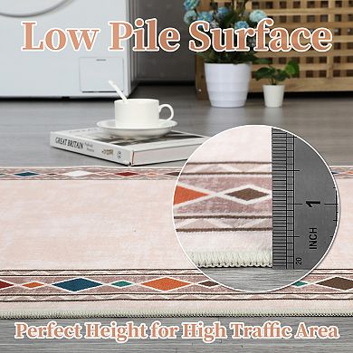 Washable Area Rugs Rugs for Living Room Bordered Rug Geometric Solid Rug Clearance Non Slip