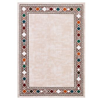 Washable Area Rugs Rugs for Living Room Bordered Rug Geometric Solid Rug Clearance Non Slip