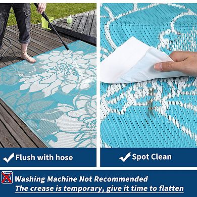 Waterproof Reversible Plastic Straw Outdoor Rug Quick-Drying Lightweight Portable Carpet for Patio
