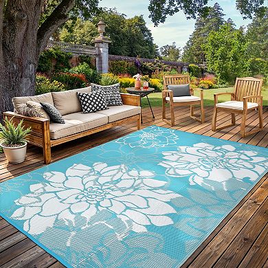 Waterproof Reversible Plastic Straw Outdoor Rug Quick-Drying Lightweight Portable Carpet for Patio