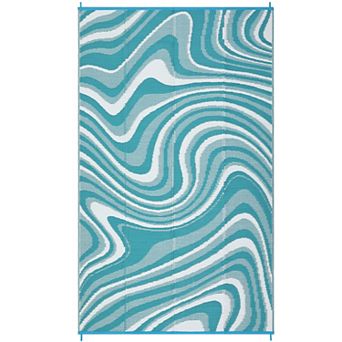 Outdoor Plastic Straw Rug Modern Striped, Easy Clean Collapsible Patio Mat Portable Low Pile Carpet
