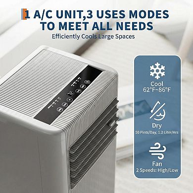 IDEALHOUSE 8000 BTU Smooth ABS Compact Portable Room Air Conditioner