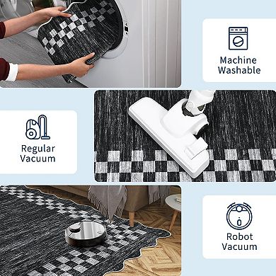 Large Washable Rugs Modern Geometric Scalloped Throw Carpet