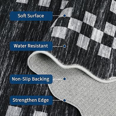 Large Washable Rugs Modern Geometric Scalloped Throw Carpet