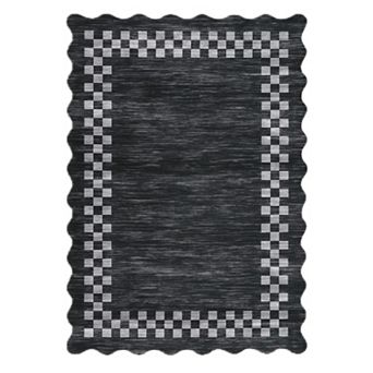 Large Washable Rugs Modern Geometric Scalloped Throw Carpet