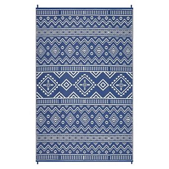 Waterproof Outdoor Rug Geometric Patio Carpet, UV Resistant, Easy Clean, Lightweight Durable Mat
