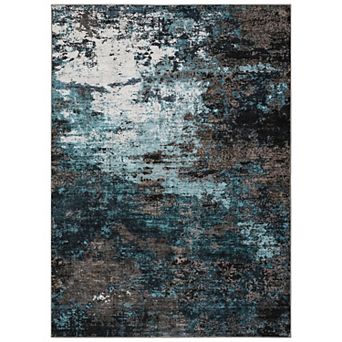 Washable Rug Modern Abstract Living Room Rug Non Slip, Low Pile Non Shedding Floor Covering