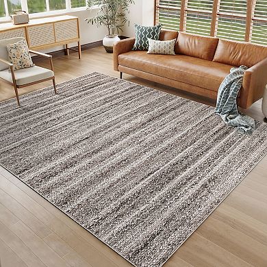 Large Washable Rug Netural Braided Rug Low Pile Rug Modern Rug Stain-Resisitant Carpet