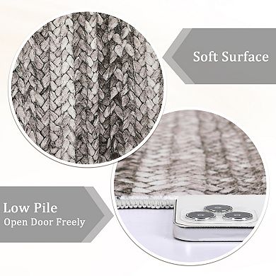 Large Washable Rug Netural Braided Rug Low Pile Rug Modern Rug Stain-Resisitant Carpet