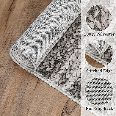 Large Washable Rug Netural Braided Rug Low Pile Rug Modern Rug Stain-Resisitant Carpet