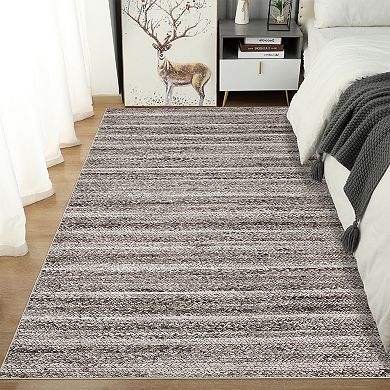 Large Washable Rug Netural Braided Rug Low Pile Rug Modern Rug Stain-Resisitant Carpet