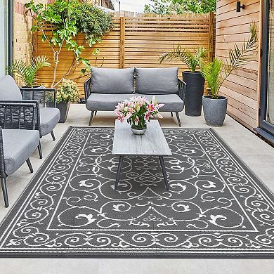Reversible Outdoor Rug Modern UV Resistant Waterproof Plastic Patio Carpet Easy to Clean Mat