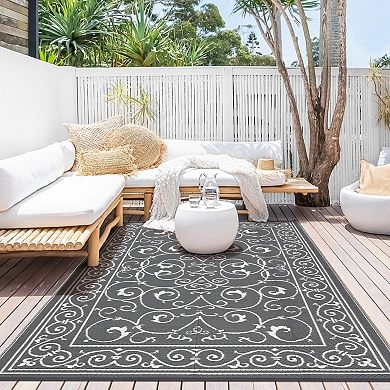 Reversible Outdoor Rug Modern UV Resistant Waterproof Plastic Patio Carpet Easy to Clean Mat
