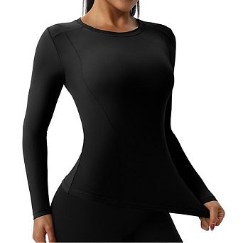 Women's Long Sleeve Crew Neck Workout Gym T Shirts Dry Athletic Basic Tops