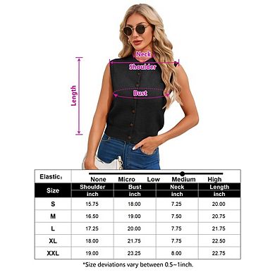Women Sleeveless Vest Tops Sweater Tops Spring Trendy Knit Vests Cute Button