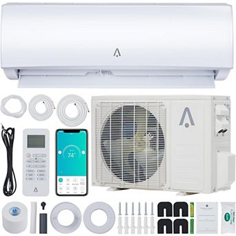 9,000Btus Mini Split AC,19 SEER2 Wall Mounted AC with Heat Pump&Installation Kits,450Sq.ft