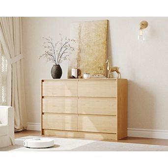 6 Drawers Dresser for Bedroom, 47" Wide Wood Dressers & Chests of Drawers