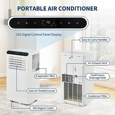 IDEALHOUSE 8000 BTU 3-in-1 Smooth ABS Compact Portable Air Conditioner
