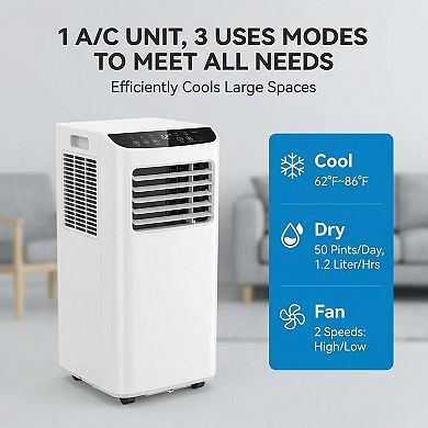 IDEALHOUSE 10000 BTU 4-in-1 Smooth ABS Portable Heating & Cooling AC