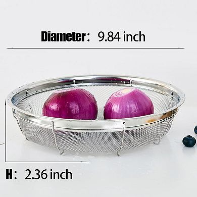 Stainless Steel Fine Mesh Strainer with Base 9.84" Colander for Pasta, Rice, Fruit