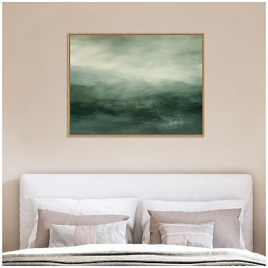 Abstract Comforting Sage Emerald Forest Green Framed Canvas Wall Art Print
