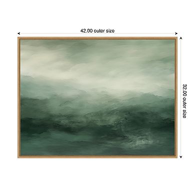 Abstract Comforting Sage Emerald Forest Green Framed Canvas Wall Art Print