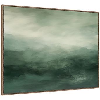 Abstract Comforting Sage Emerald Forest Green Framed Canvas Wall Art Print