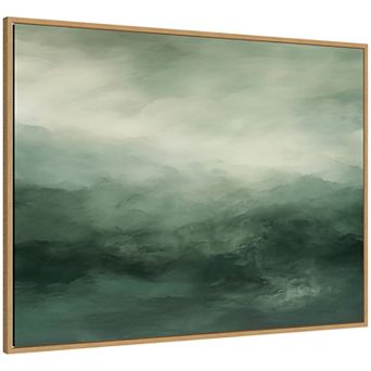 Abstract Comforting Sage Emerald Forest Green Framed Canvas Wall Art Print