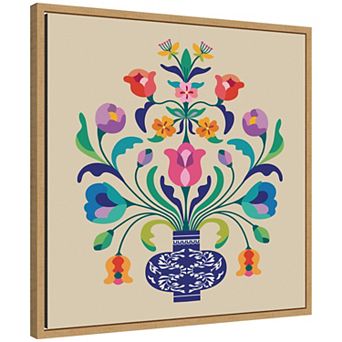 Floral Blue Vase by Rachel Lee Framed Canvas Wall Art Print