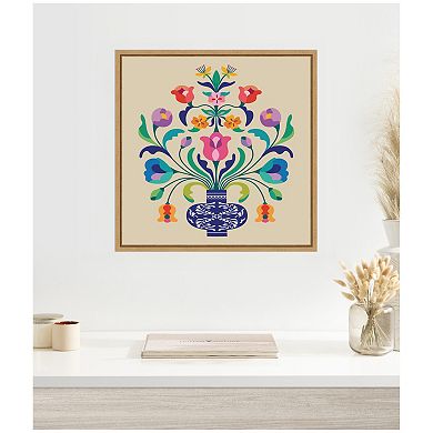 Floral Blue Vase by Rachel Lee Framed Canvas Wall Art Print
