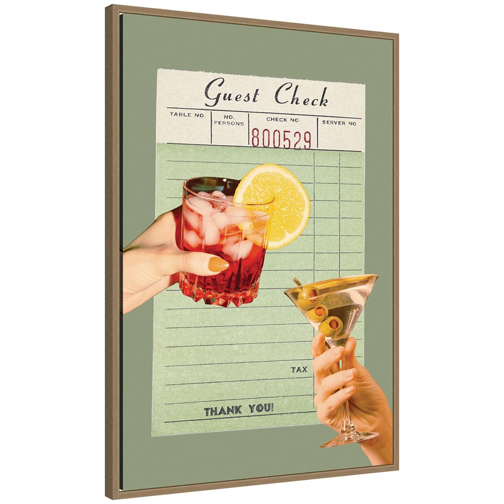 Guest Check Cheers Green by Honey Island Studio Framed Canvas Wall Art ...
