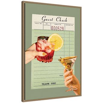 Guest Check Cheers Green by Honey Island Studio Framed Canvas Wall Art Print