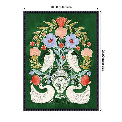 Floral Folklore Ibises and Swan by Jill Labieniec Framed Canvas Wall Art Print