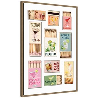 Matchboxes Drinks by Honey Island Studio Framed Canvas Wall Art Print
