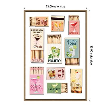 Matchboxes Drinks by Honey Island Studio Framed Canvas Wall Art Print