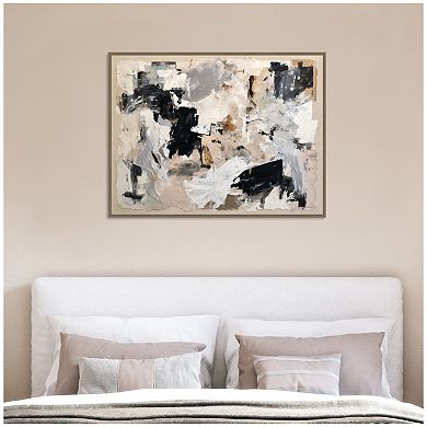 Expressive Tonal Neutral Abstract by The Creative Bunch Studio Framed Canvas Wall Art Print