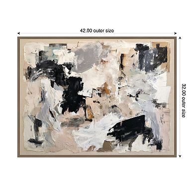 Expressive Tonal Neutral Abstract by The Creative Bunch Studio Framed Canvas Wall Art Print