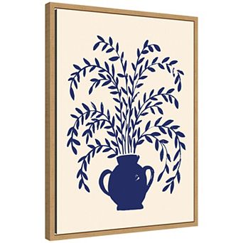 Blue Botanical Vase Aurelia 009 by Vicky Yorke Framed Canvas Wall Art Print