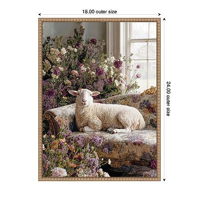 Cute Sheep in Romantic Flowers by Michael Schauer Framed Canvas Wall Art Print