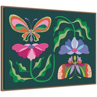 Floral Butterflies by Rachel Lee Framed Canvas Wall Art Print