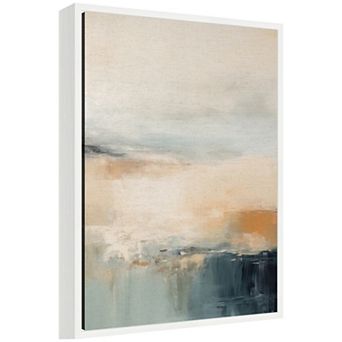 Blue Beach Ocean Coastal Abstract 3 by The Creative Bunch Studio Framed Canvas Wall Art Print