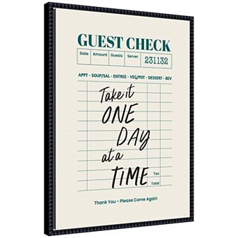Guest Check One Day At A Time by The Creative Bunch Studio Framed Canvas Wall Art Print