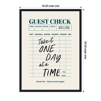 Guest Check One Day At A Time by The Creative Bunch Studio Framed Canvas Wall Art Print