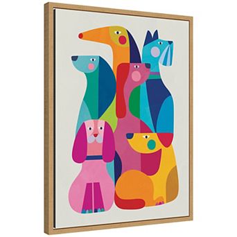 Modern Abstract Dogs by Rachel Lee Framed Canvas Wall Art Print