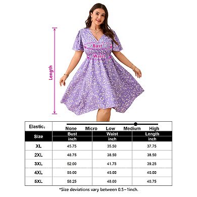 Women's Plus Size V-Neck Asymmetric Hem Short Sleeve Dress
